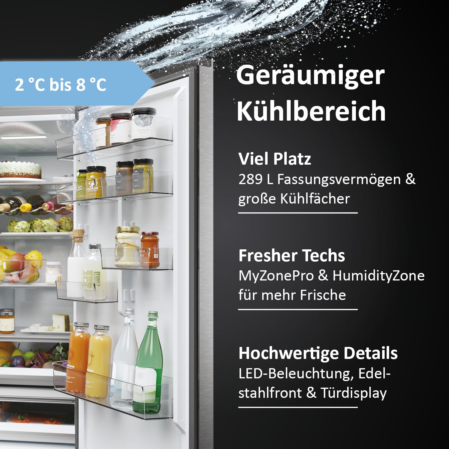 Haier Kühl-Gefrierkombination 3D 60 Serie 5 HTW5620DNMG | 2,05m, No Frost, Ergonomische Gefrierschubladen, Mit Gefrierfach freistehend, Fassungsvermögen 414L, Wi-Fi, Smarte Kühlfächer