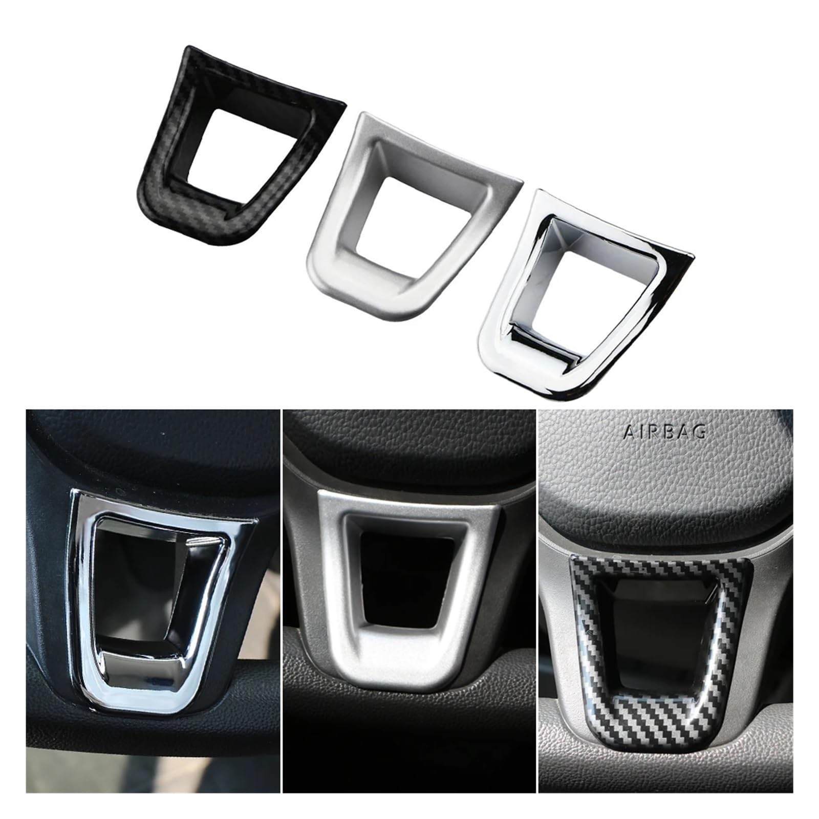 Pokrowiec na kierownicę samochodową, Compatible With Volkswagena, VW, Passata B8 Tiguana Wykończenie panelu sterowania kierownicy(Carbon Fiber Black)