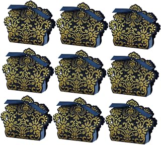 Abaodam 50 Cajas De De Boda De Color Azul Marino Cajas De Papel Huecas para Manualidades Cajas De para Fiestas