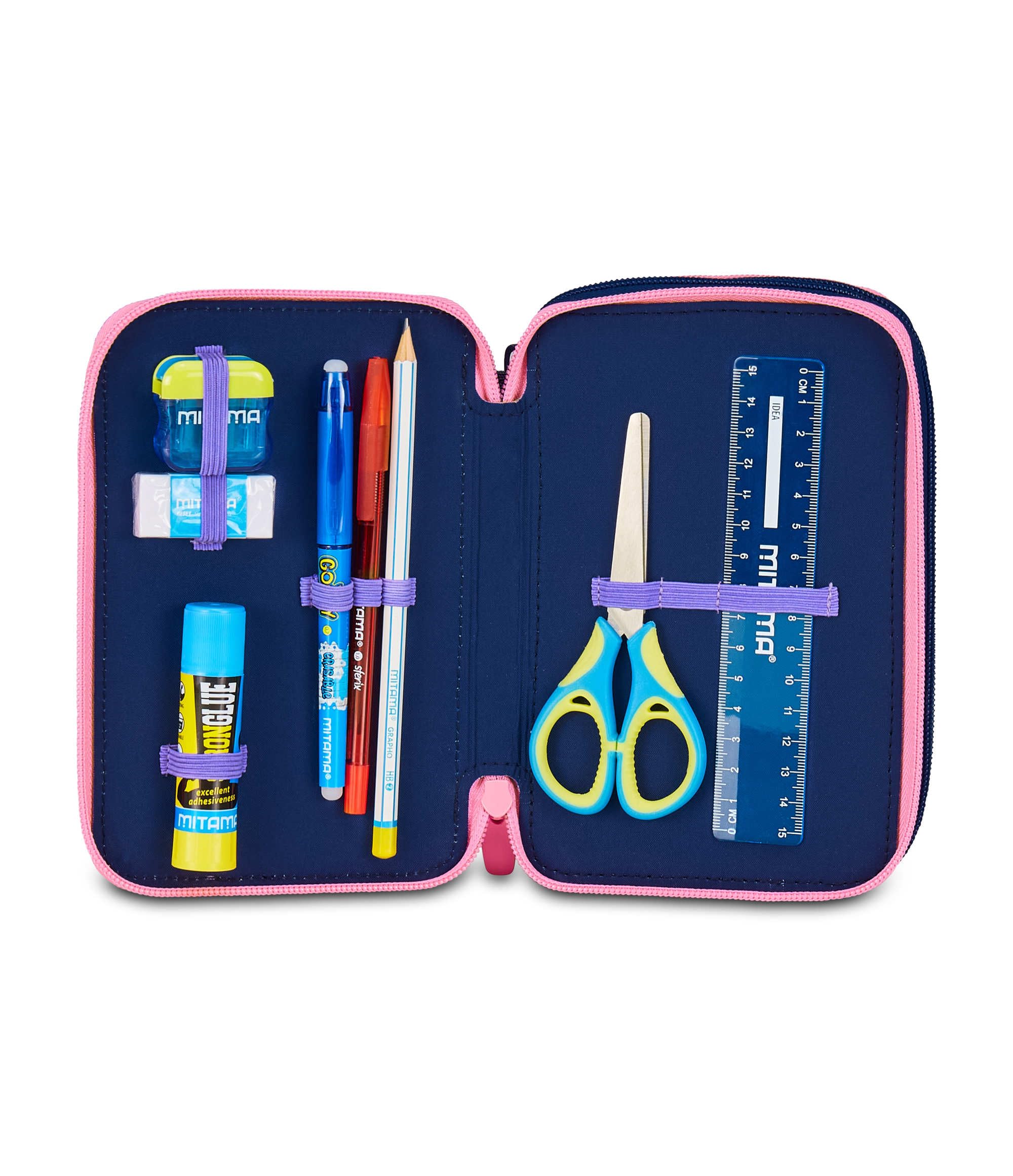 Seven Federmäppchen, Mäppchen, Disney, Federtasche für Schreibwaren, Etui komplett mit Bleistiften, Filzstiften, Schulmaterial, mit 3 Fächern, Mädchen, Schule - Grundschule, XXL LILO&STITCH