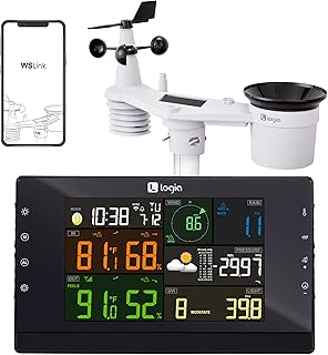 Logia 17-in-1 Wi-Fi Wireless Weather Station with 7-in-1 Outdoor Solar Sensor Array, Indoor/Outdoor Temperature, Humidity, Wind Speed/Direction, Rain, UV & More with Forecast Data, Alerts