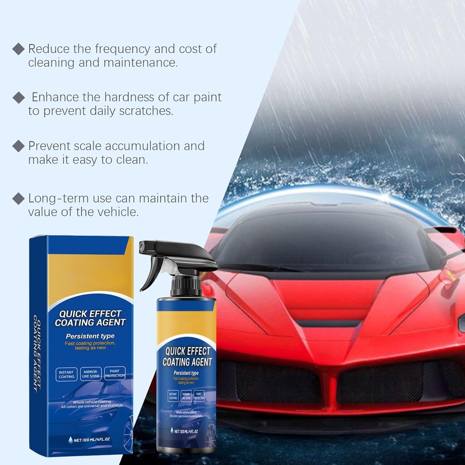 2PCS Quick Effect Coating Agent, New Quick Effect Coating Agent, 3 in 1 High Protection Quickly Car Coatings Spray, Car Scratch Wax Sprays Waterless Wash - Image 6