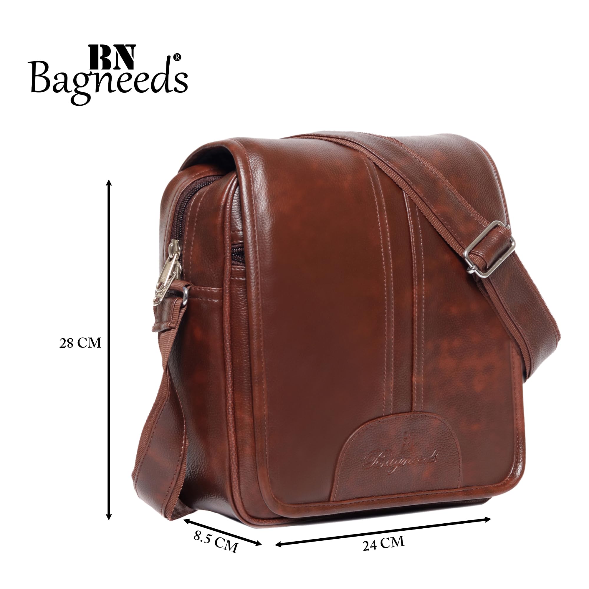 Bagneeds Messenger Bag for Office College & Travel | Premium Crossbody Sling Bag | Multi-Compartment Shoulder Bag for Mobile Tablet Books & Daily Essentials | Stylish Casual Side Bag Brown 4