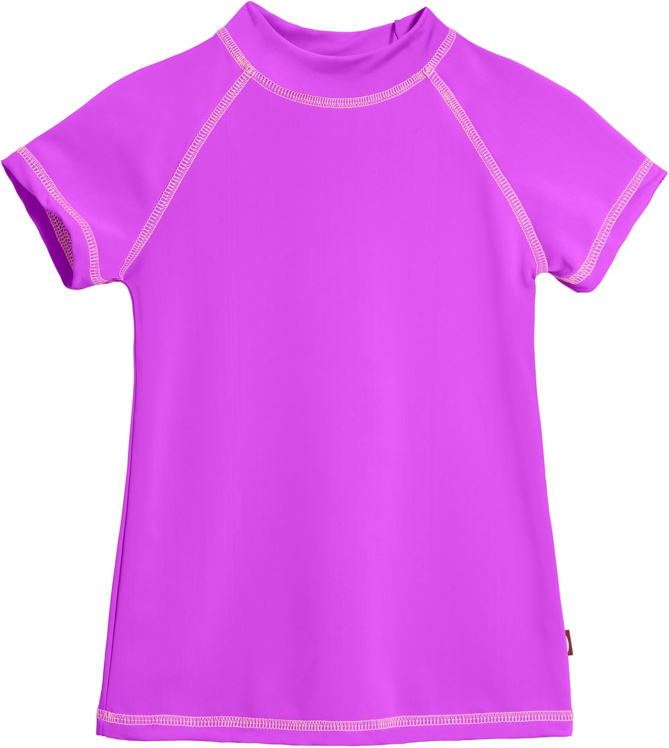 Made in USA Short Sleeve Big Girls' Rashguard Swimming Suit Swim Tshirt Tee UPF50+ Sun Protection for Beach Pool Summer Fun, Deep Purple, 7
