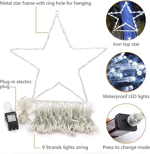 Miniatura 2 de Luces de Navidad para exteriores, 320 luces LED de decoración de Navidad en cascada con 8 modos de iluminación, cadena de luces de estrella al aire