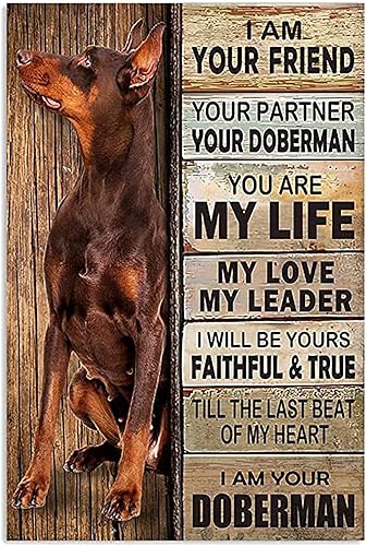 Miniatura 1 de Póster de metal con texto en inglés "I Am Your Friend I Am Your Doberman", letreros de hojalata para cafetería, sala de estar, baño, cocina, hogar,