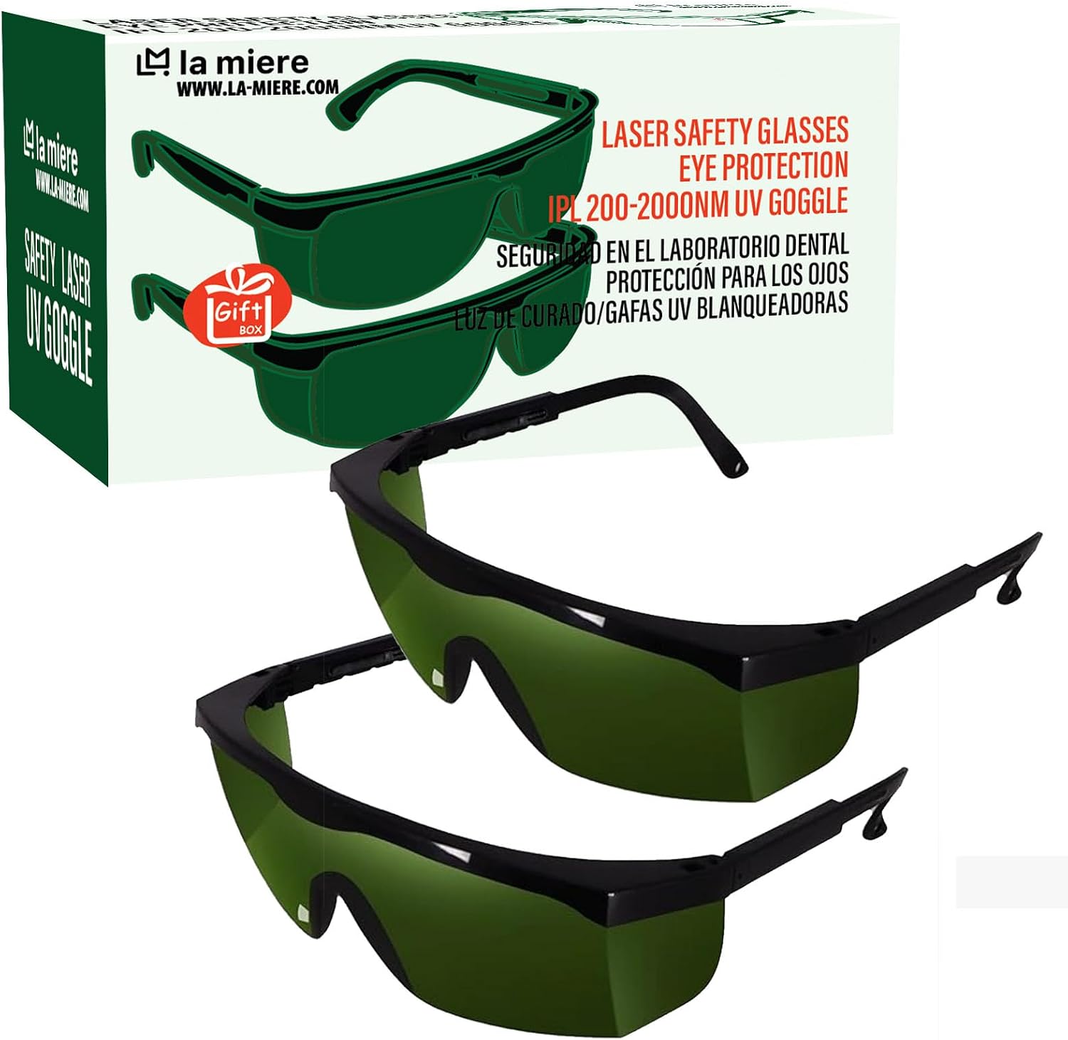 LA MIERE 200-2000nm Glasses, Lazer Protection, Teeth Whitening Safety Glasses, Dental Eyewear LED Protective Goggles