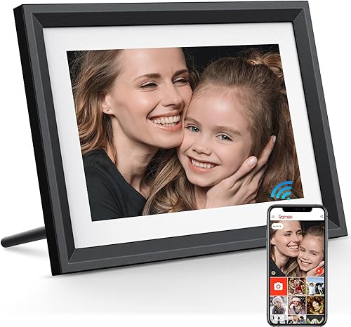 FRAMEO - Marco de fotos digital de 10.1 pulgadas WiFi, marco de fotos digital inteligente con pantalla táctil IPS de 1280 x 800, almacenamiento