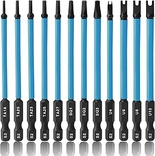 12PCS 3.5" Long Screwdriver Bit Set, Triangle Screwdriver Set TA18-27, Square Drive Bits #1,2,3, Spanner Bit #4,6,8,10, S2...