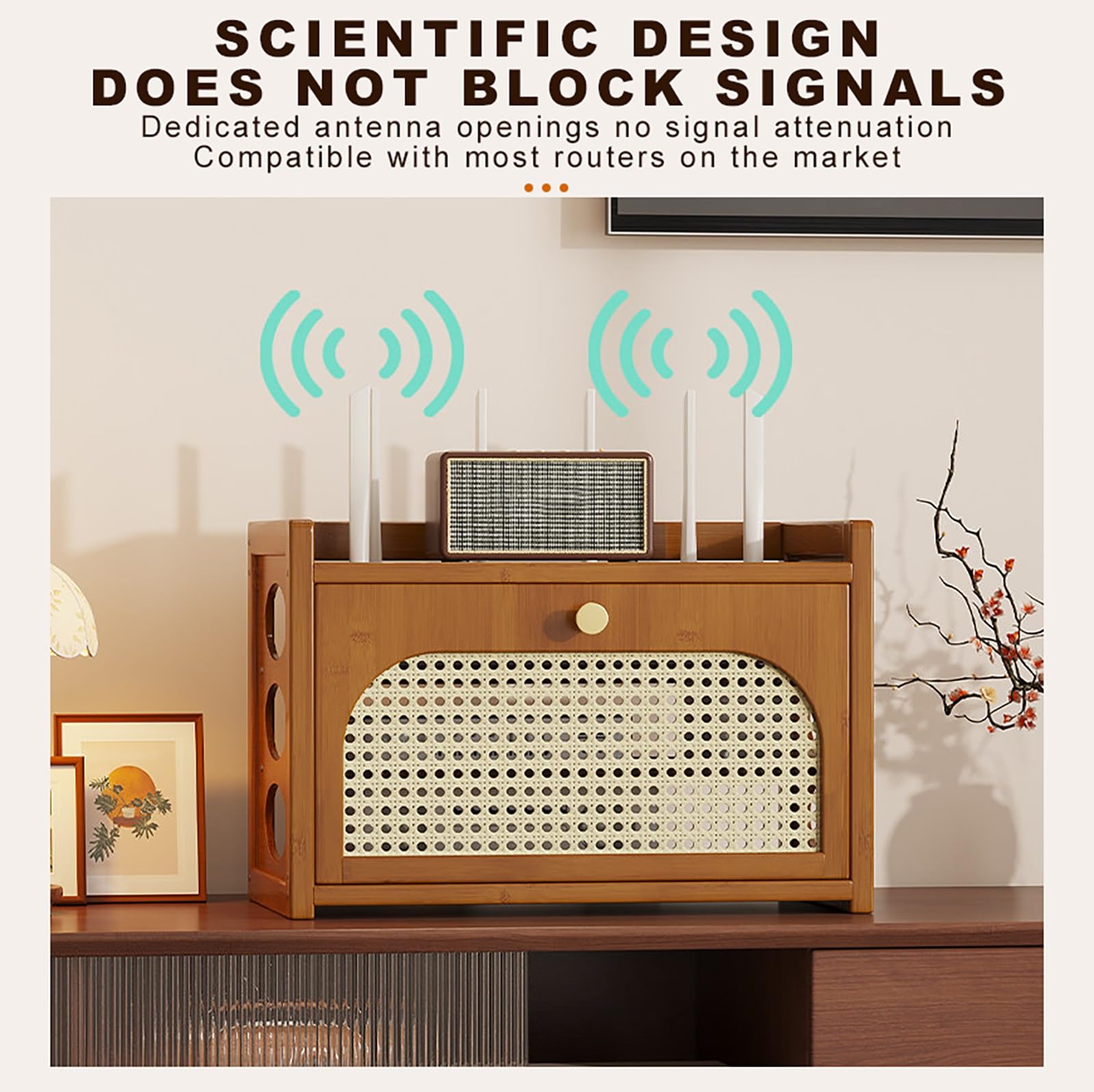 Scatola di Immagazzinaggio del Router Scatola Router WiFi Parete da Tavolozza con Ante per Case Camere da Letto e Soggiorni.(White,30.5x20x28cm)