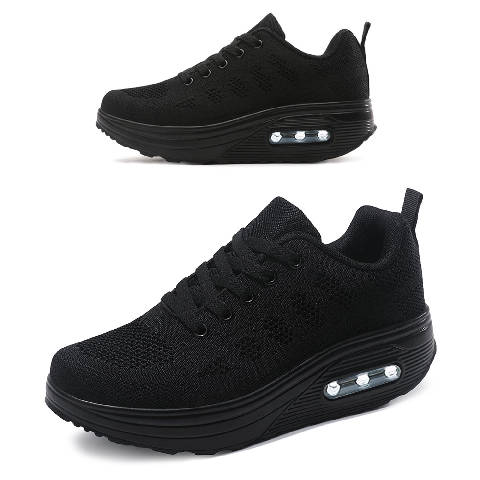 Platform Sneakers for Women Air Cushion | Walking Shoes Women Comfortable All Day | Thick Rocker Bottom