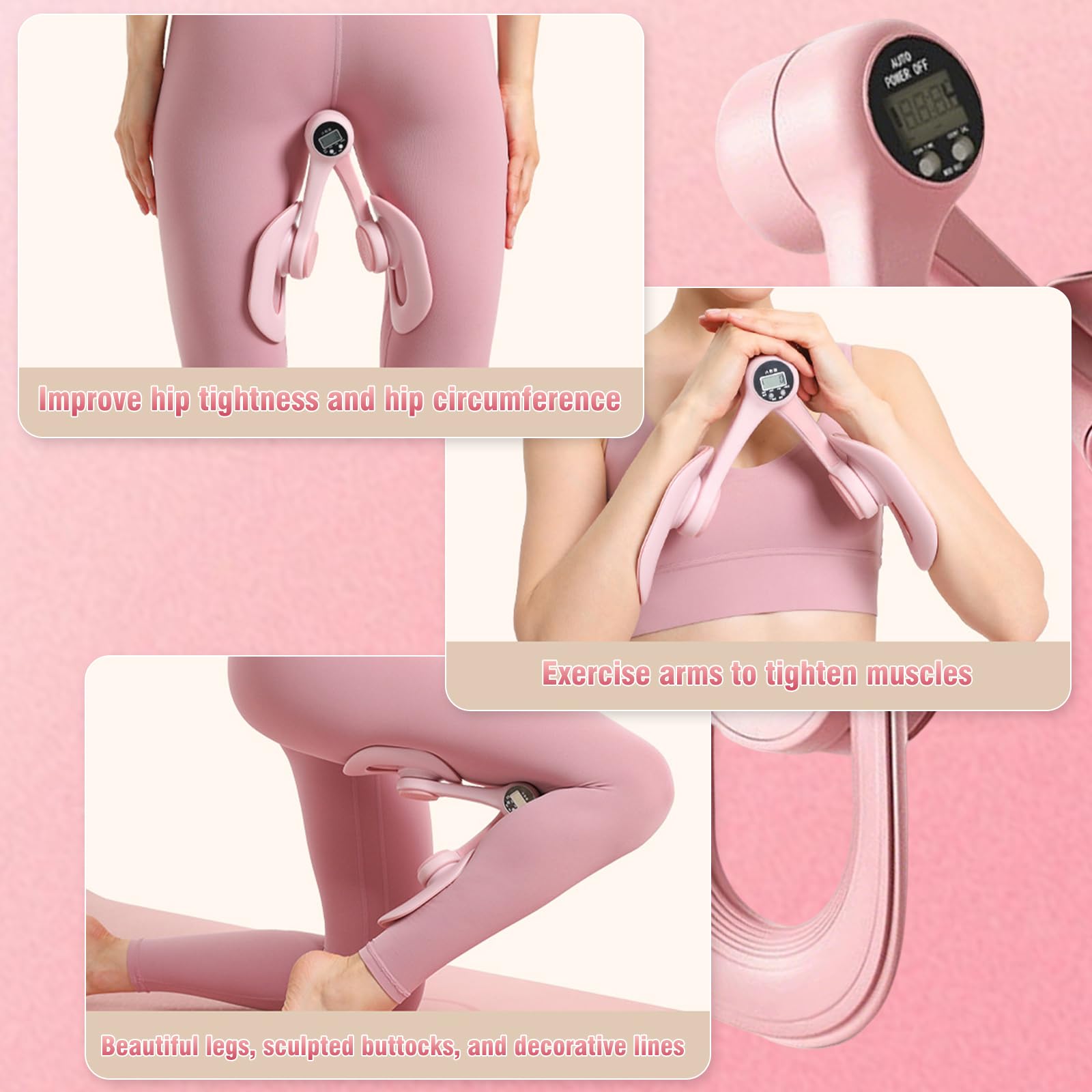 Beckenbodentrainer, Beckenbodentrainer für Frauen, Um 360 Grad Drehbar, mit Zähler, Der Oberschenkeltrainer Eignet Sich für Fitness Und Die Postpartale Erholung(rosa)