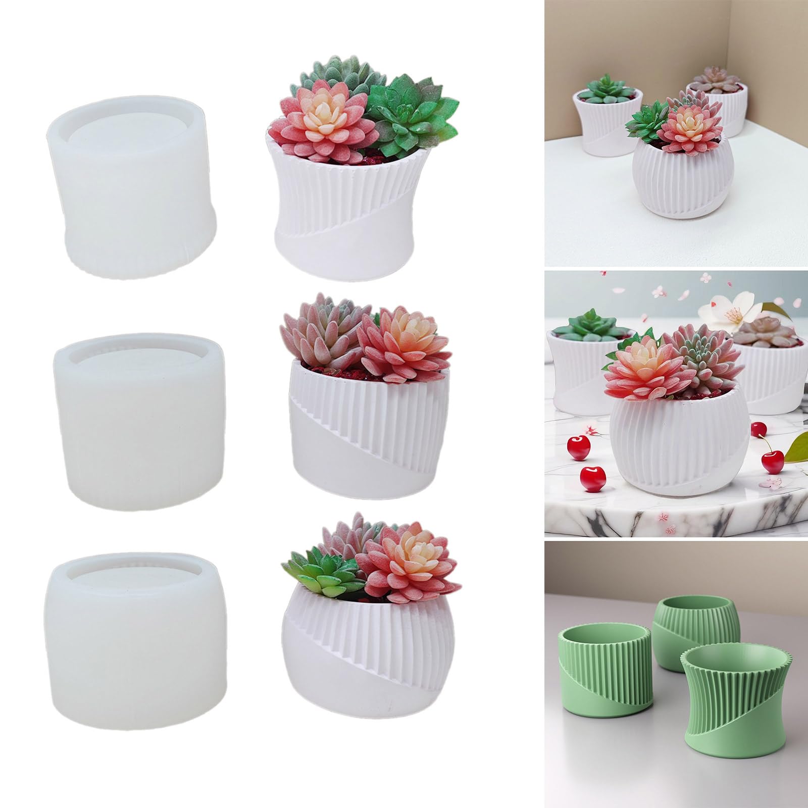 Quiodok 4 Pièces Moule en Silicone pour Petit Vase Rond - Résine Époxy DIY, Fleurs, Bouteille Réutilisable pour Fabriquer Des Plantes en Pot Quiodok 4 Pièces Moule en Silicone pour Petit Vase Rond - Résine Époxy DIY, Fleurs, Bouteille Réutilisable pour Fabriquer Des Plantes en Pot