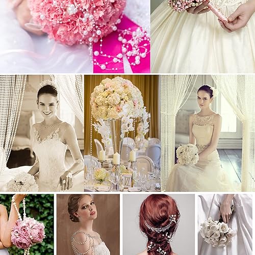 Miniatura 6 de Guirnalda de cuentas de Navidad de 82 pies82.0ft de longitud, cadena de cuentas de perlas sintéticas, guirnalda de árbol de Navidad, decoración de