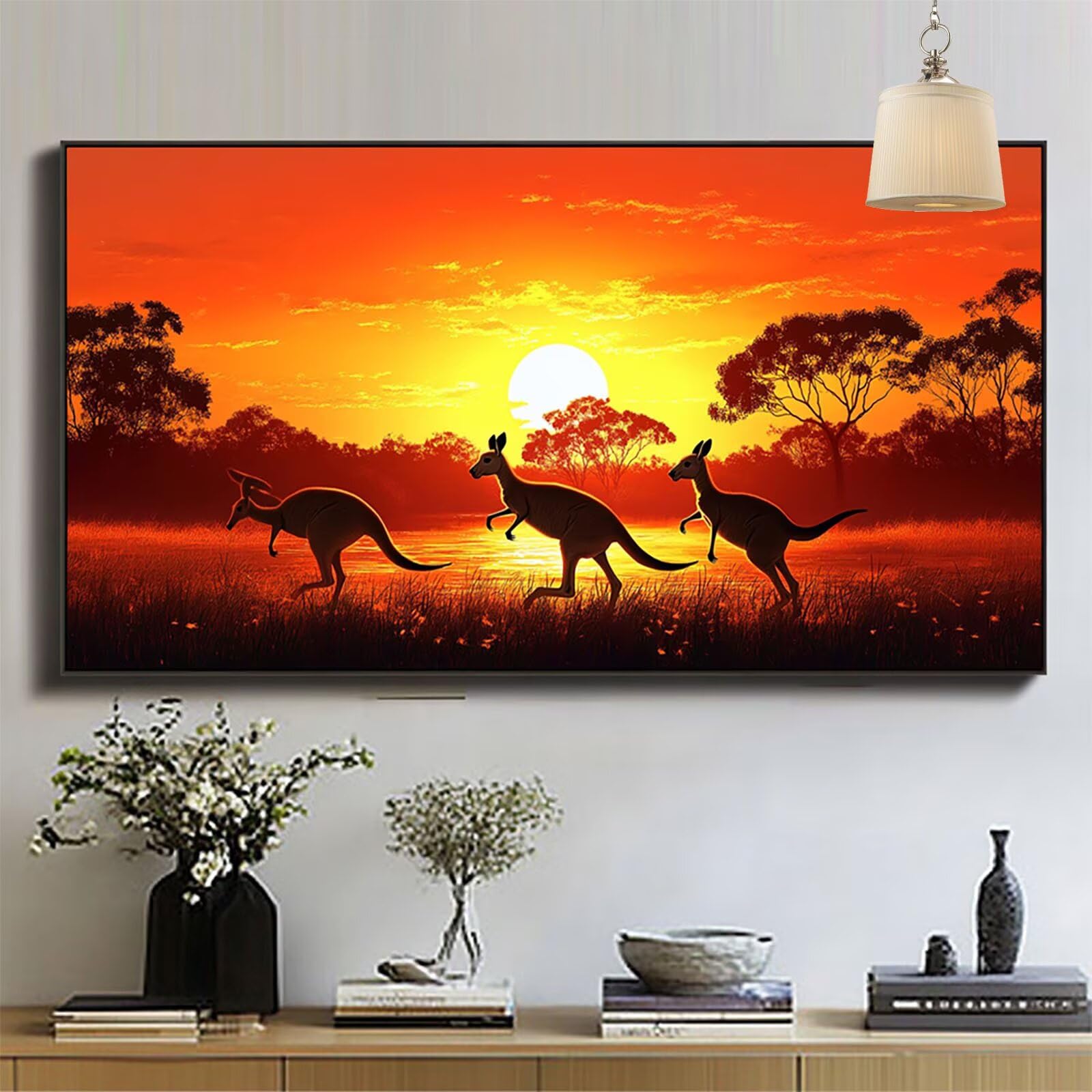 5D DIY Kangur, diamentowa sztuka dla dorosłych, zachód słońca, malarstwo diamentowe, kamienie strasu, zestaw do haftu krzyżykowego, 140 x 61 cm, płótno do malowania, sztuka ścienna i rękodzieło, dla