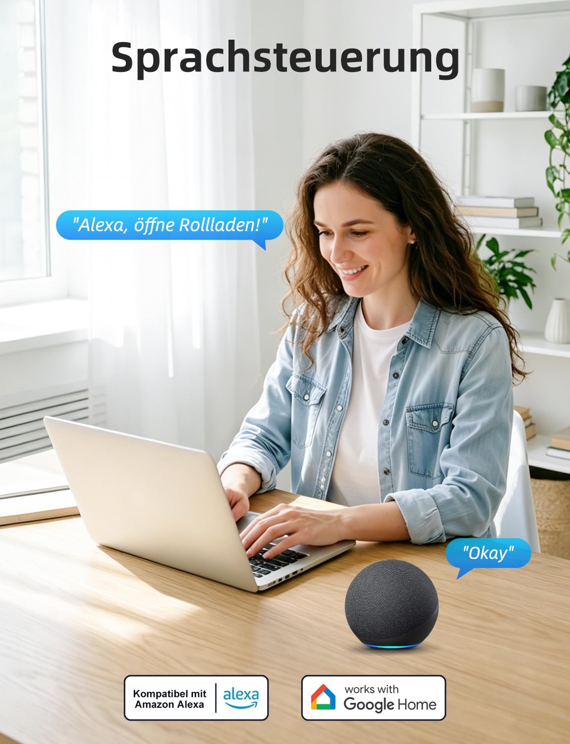 Smart WLAN Jalousieschalter Für Familien Mit Gehärteter Glasfront | Sprachsteuerung via Alexa Google Home, Automatischer Zeitplan, Kratzfestes Glas, Unterputzdosen Einbau, 230V 10A Max, 2 Stück