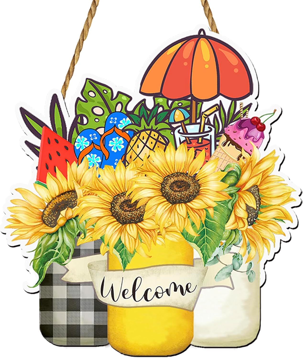 Summer Decor Summer Door Sign Summer Sunflower