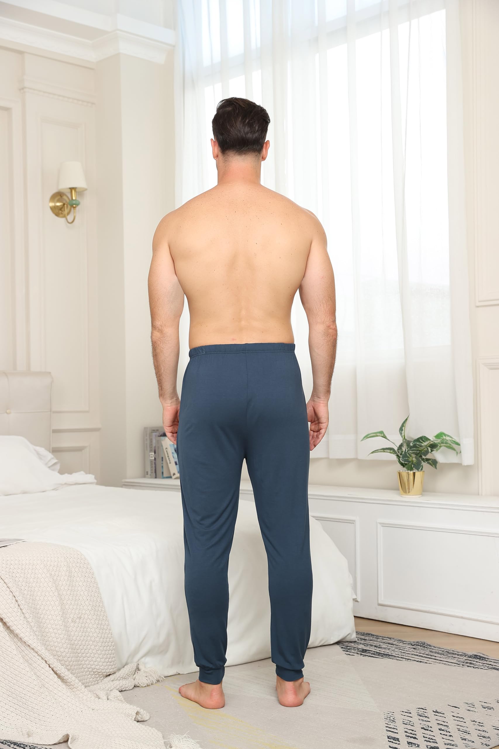 MoFiz Herren Schlafanzughose Lang Weiche Pyjamahose Schlafhose Weite Loungewear