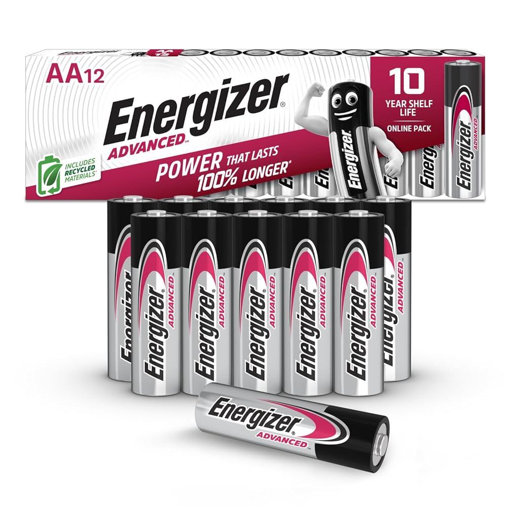 Energizer Advanced AA Batteries 1.5V Alkaline, 12 Pack, Long-Lasting Premium Double A Batteries