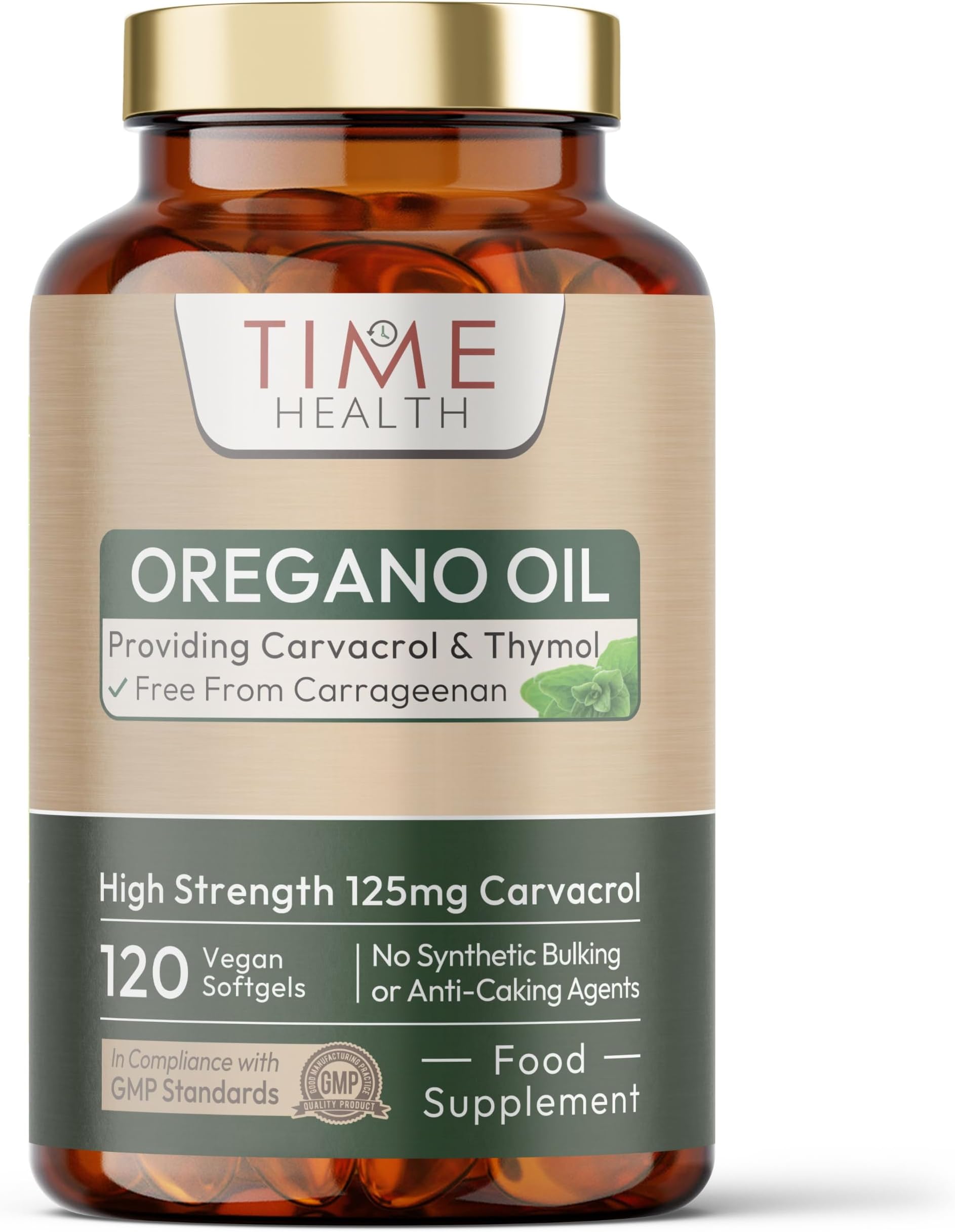 Oregano Oil - 125mg Carvacrol with Thymol - 120 Softgels - UK Made