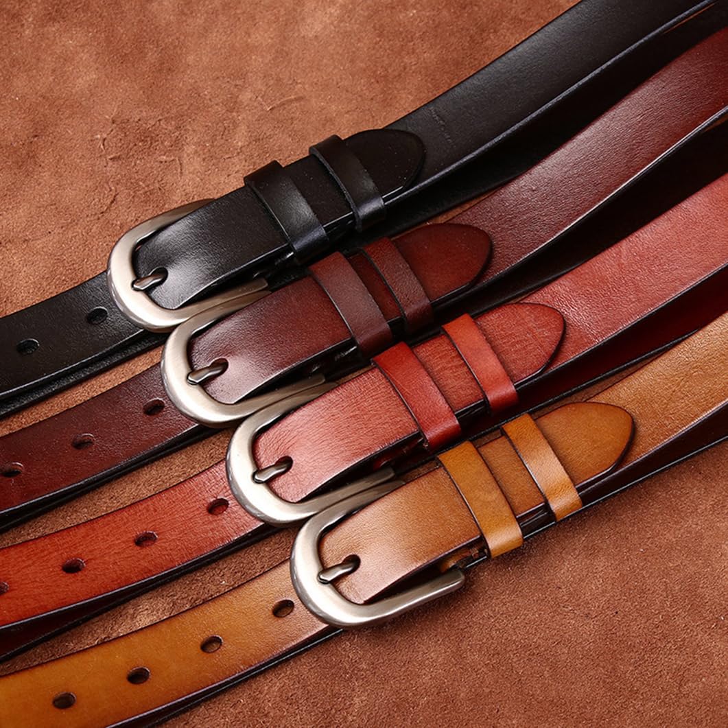 Ceinture en Cuir Pleine Fleur Femme Homme 3,8cm De Large Sangle De Taille Robuste Fabriquée à La Main pour Jeans, Western, Décontractés Et Habillés(115cm/45, Reddish Brown)