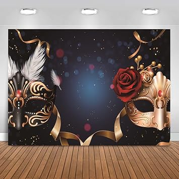 12x10 ft Mardi Gras Backdrop Masquerade Carnival Photography Background Dress-Up Prom Masked Ball Rave Birthday Mardi Gras Party Decors Banner Studio Booth Props