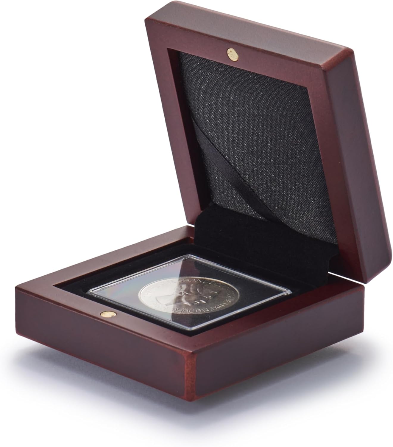 Lighthouse - VOLTERRA Coin Display Case for 2 QUADRUM Snaplocks 2x2 Coin Holders with a Mahogany Wood-Grain Finish