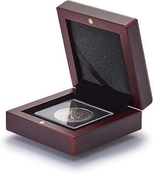 Lighthouse - VOLTERRA Coin Display Case for 1 QUADRUM Snaplock 2x2 Coin Holders with a Mahogany Wood-Grain Finish