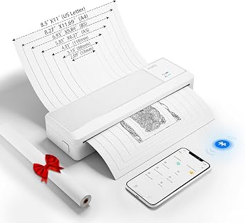 vretti P83 Portable Printers Wireless for Travel, A4 Portable Thermal Printer, Mobile Inkless Printer Compatible with Phone & Laptop, Supports 8.5 x 11 US Letter for Car School Office Home Use, White