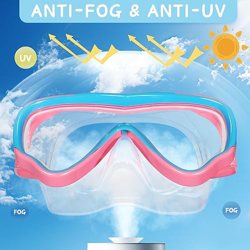 Miniatura 2 de Gafas de natación para niños con cubierta de nariz para niños y jóvenes de 3 a 15 años, lentes antiroturas con protección UV, sin fugas