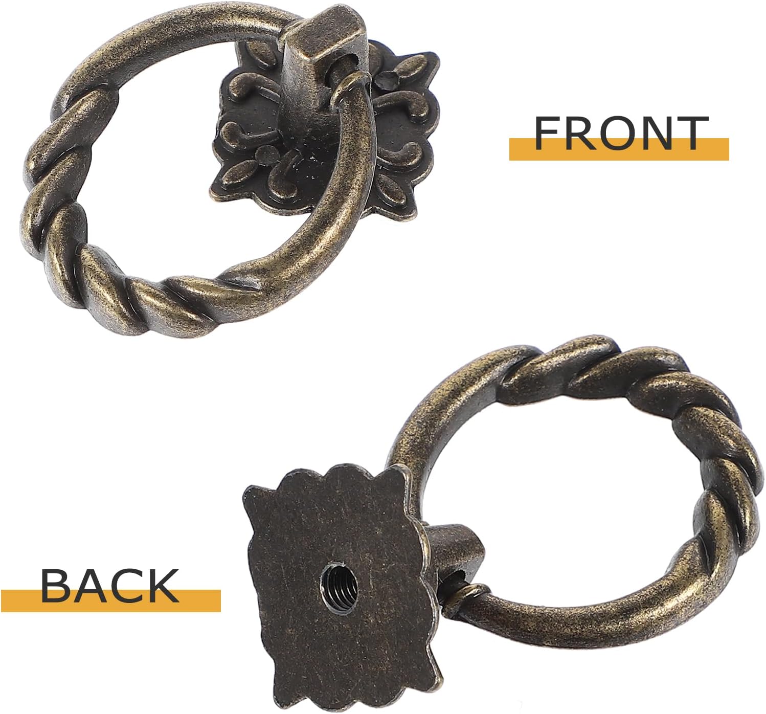 DOITOOL Antique Door Handle Vintage Bronze Drop Ring Drawer Pulls 2.93 Inch Single Hole Cabinet Hardware with Screws for Furniture and Wardrobe