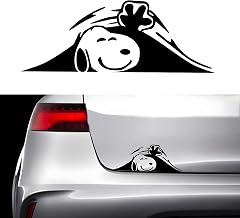 Cute Dog Peeking Car Decal, Black Vinyl Sticker, 8 x 3 inches