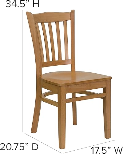 Miniatura 48 de EMMA + OLIVER Silla de madera de caoba con respaldo de listones verticales, asiento negro del vinilo Asiento de vinilo negro/marco de madera de