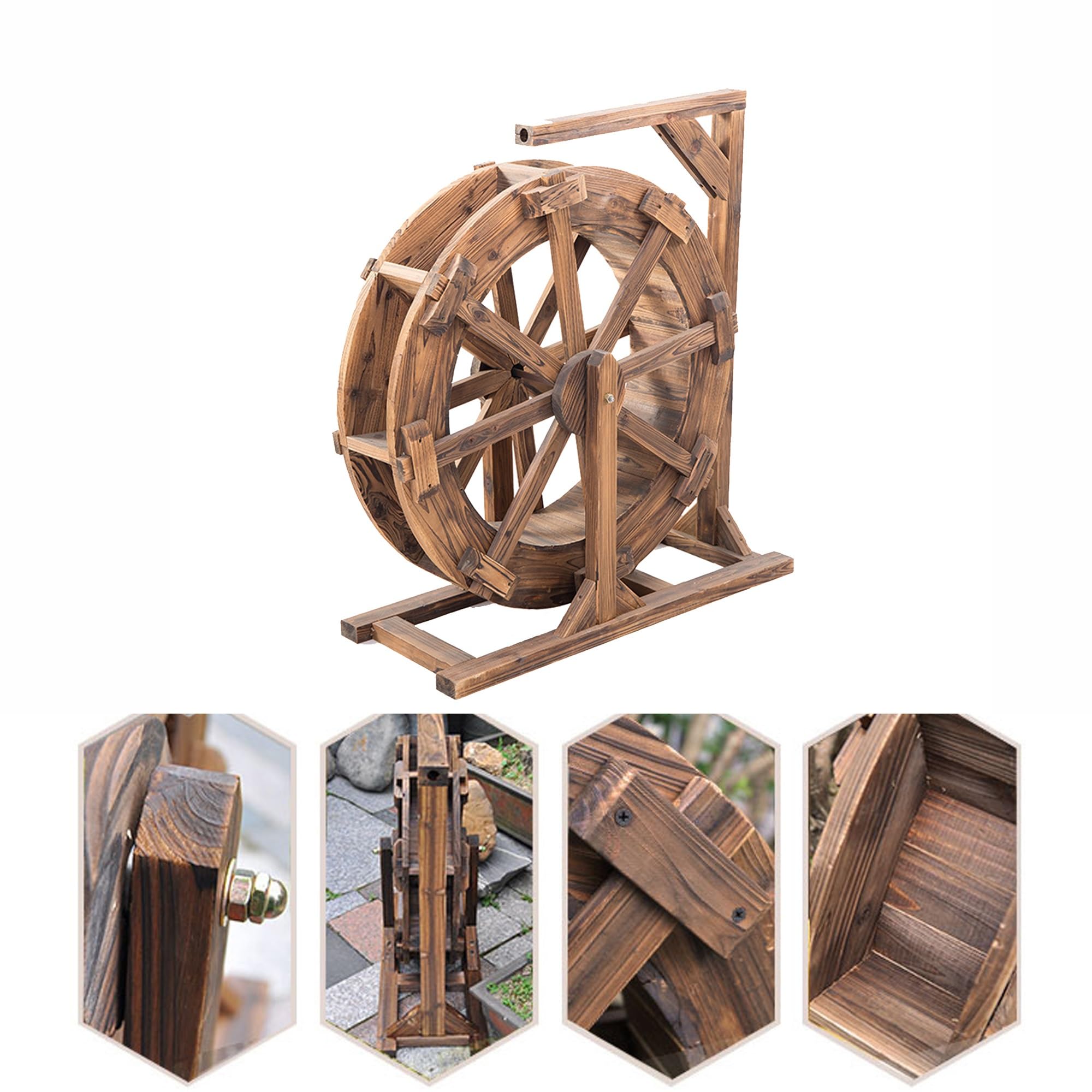 Fontaine à roulettes en bois mobile pour végétaliser un balcon sans percer de mur