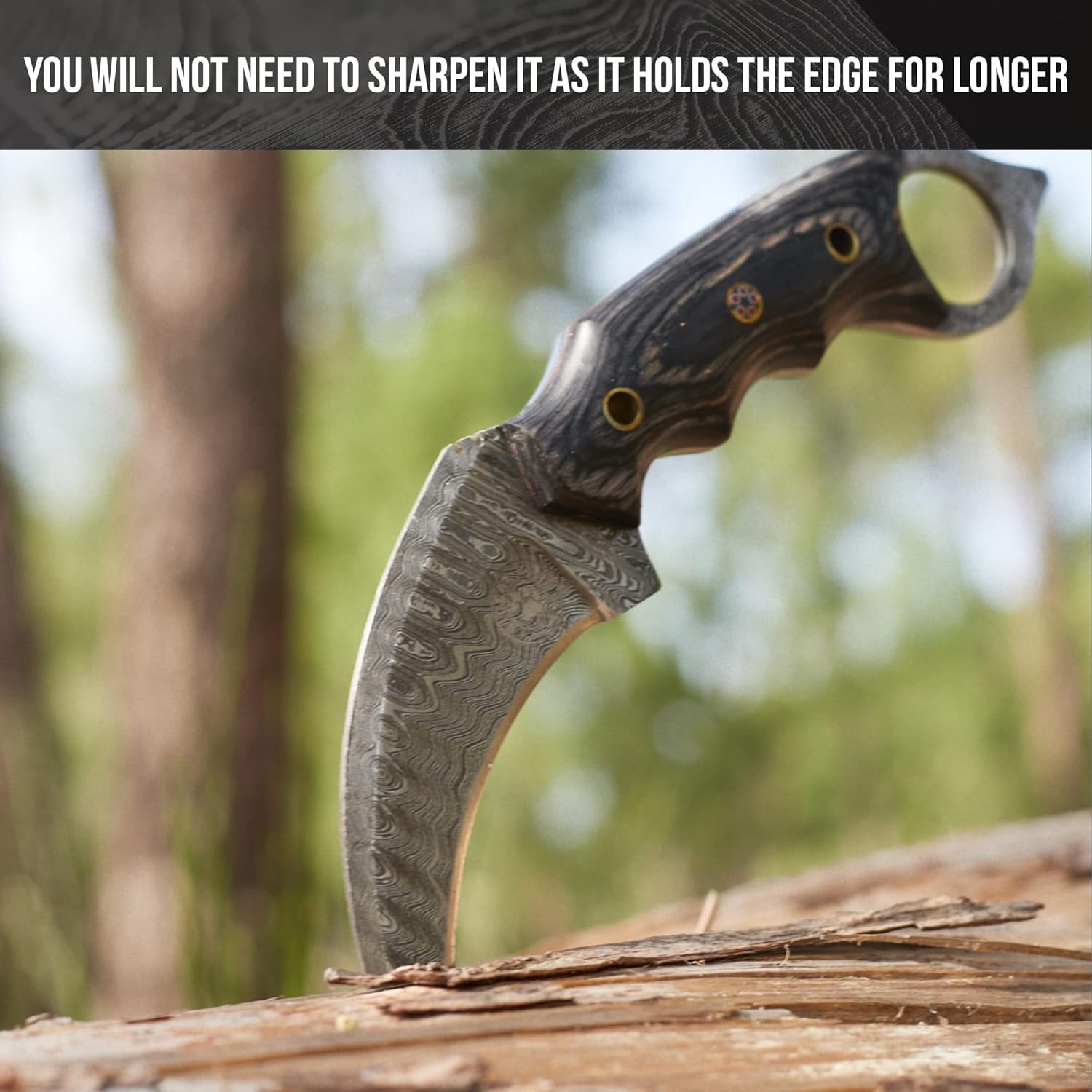 BIGCAT ROAR Handmade Karambit Damascus Hunting Knife - Full Tang Fixed Blade Hunting Knife with Sheath and Walnut Wood Handle - 7.5'’ Karambit Knife - Desert Fox : Sports & Outdoors