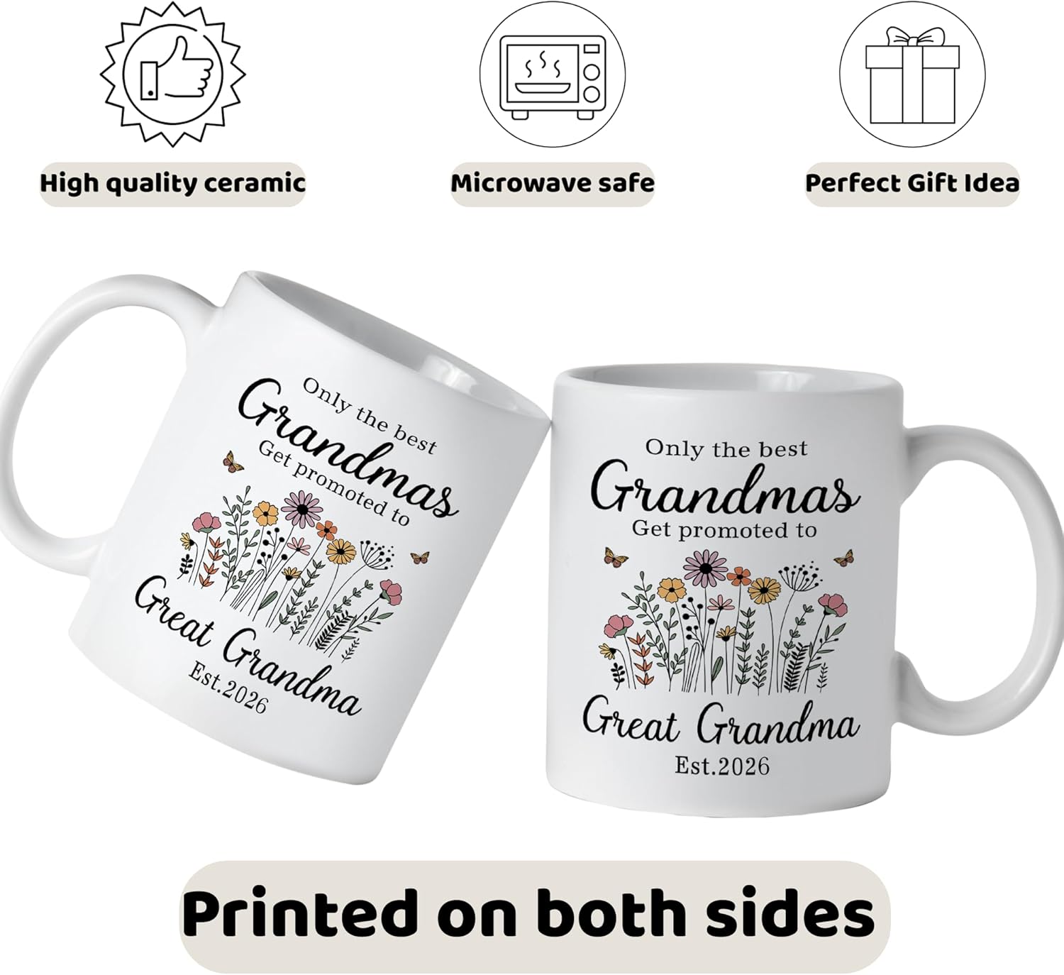 Promoted To Great Grandma Mug 2026 - Best Great Grandma Gifts for Pregnancy Announcement - Christmas, Birthday, Mothers Day Gifts for New Great Grandmother To Be - Image 3