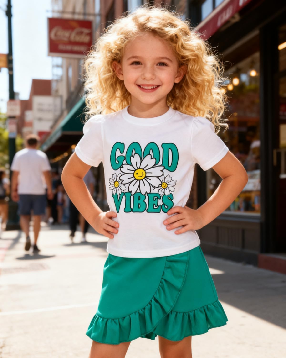 Kids Toddler Girl Summer Clothes Letter Printed T-Shirt Top+ Floral Skirt 2pcs Girl's Skirt Set - Image 5
