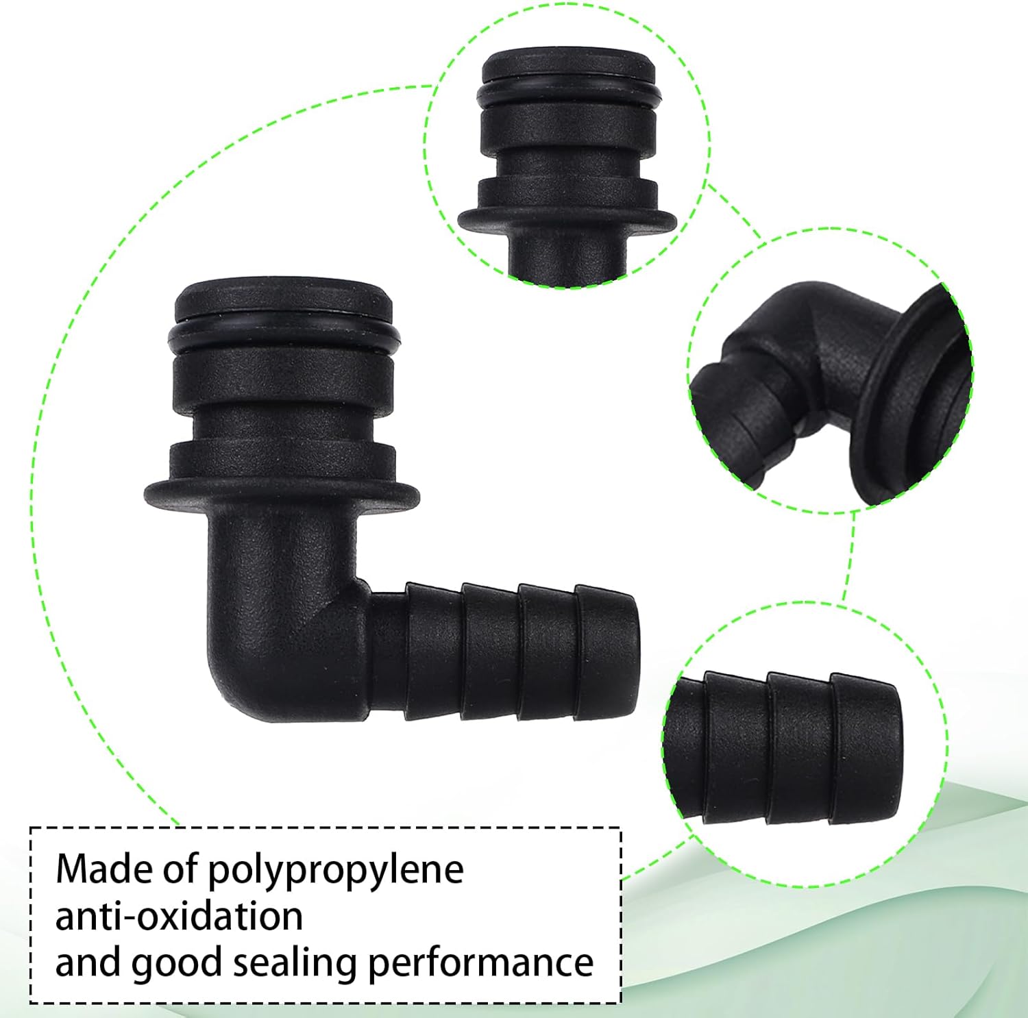 6 Pcs 20381-024 Quad Port Fittings, 3/8" Hose Barb NPT 90 Degree Elbow Quad Port Hose Connector Fittings for Garden & Lawn Water System Pumps Compatible with Flojet Pump, 3/4" OD