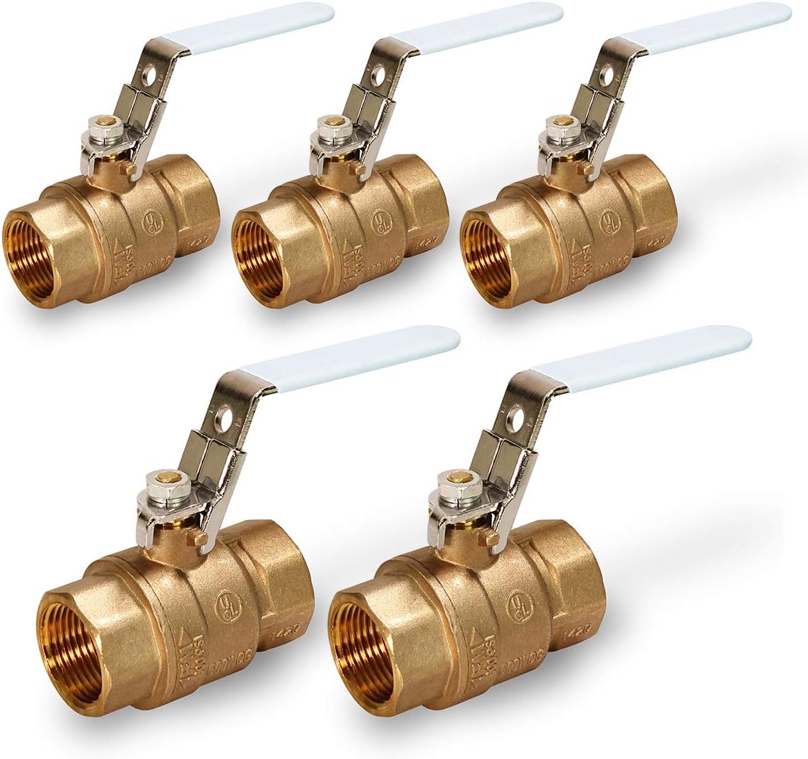 Midline Valve 832T336-NL-5-L Premium Full Port Ball Valve with Lock Handle, Brass, 1-1/4 in. FIP x 1-1/4 in. FIP (5 Pack)