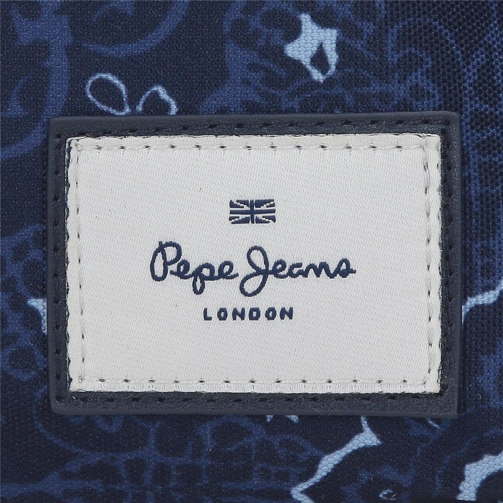 Pepe Jeans Lenay Navy Blue Multi Compartment Polyester Fanny Pack with Faux Leather Detail Joumma Bags, blue, Eine Größe passt allen, Triple Pencil Case