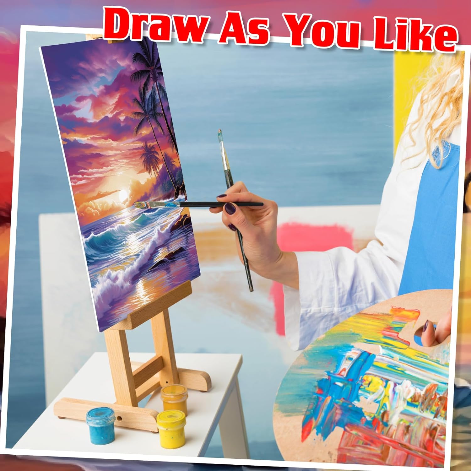 Tinlade 24 Pcs 7.9 x 9.8 Inch Pre Drawn Canvases for Painting Pre Stretched Canvas DIY Coloring Outline Painting Boards for Beginners Adults (Sea Sunset)