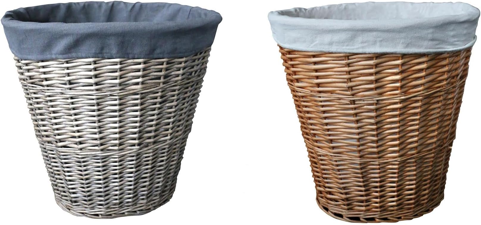 Large Wicker Laundry Hamper Storage Bin Washing Clothes Basket With Linen 19.5" (Grey)