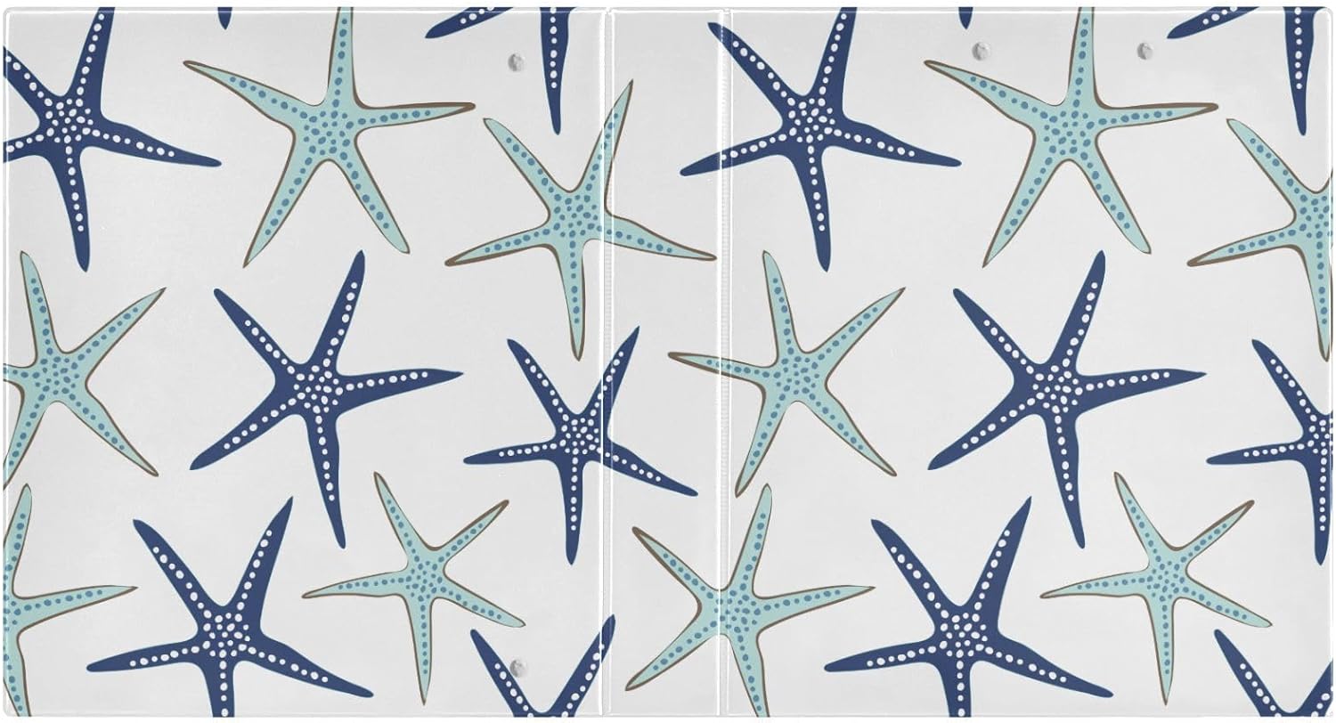 3 Ring Binder Beach Coastal Starfish 1.5 inch Binders Three Ring Binders with Clipboard Fit 8.5'' x 11'' Paper 3 Interior PVC Clear Pockets for Office Supplies