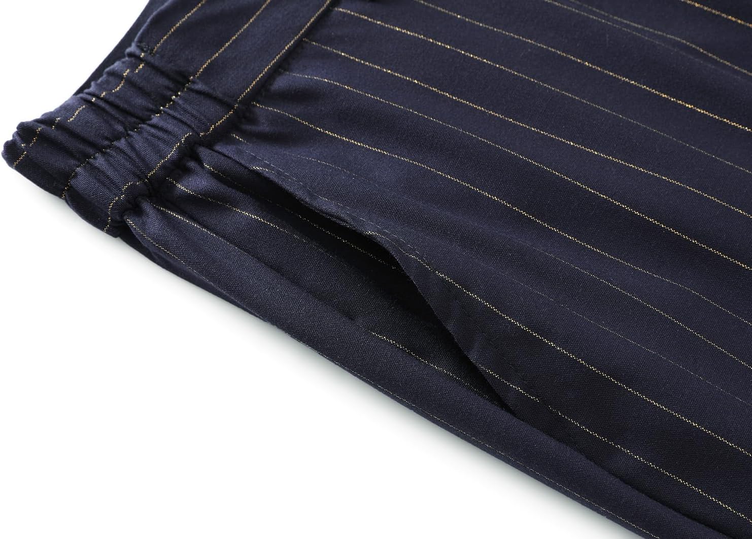 Lamgool Women's Pinstrip Suit Gold Lines 2 Pieces Slim Fit Business Blazer Flared Pants Set for Work - Image 7