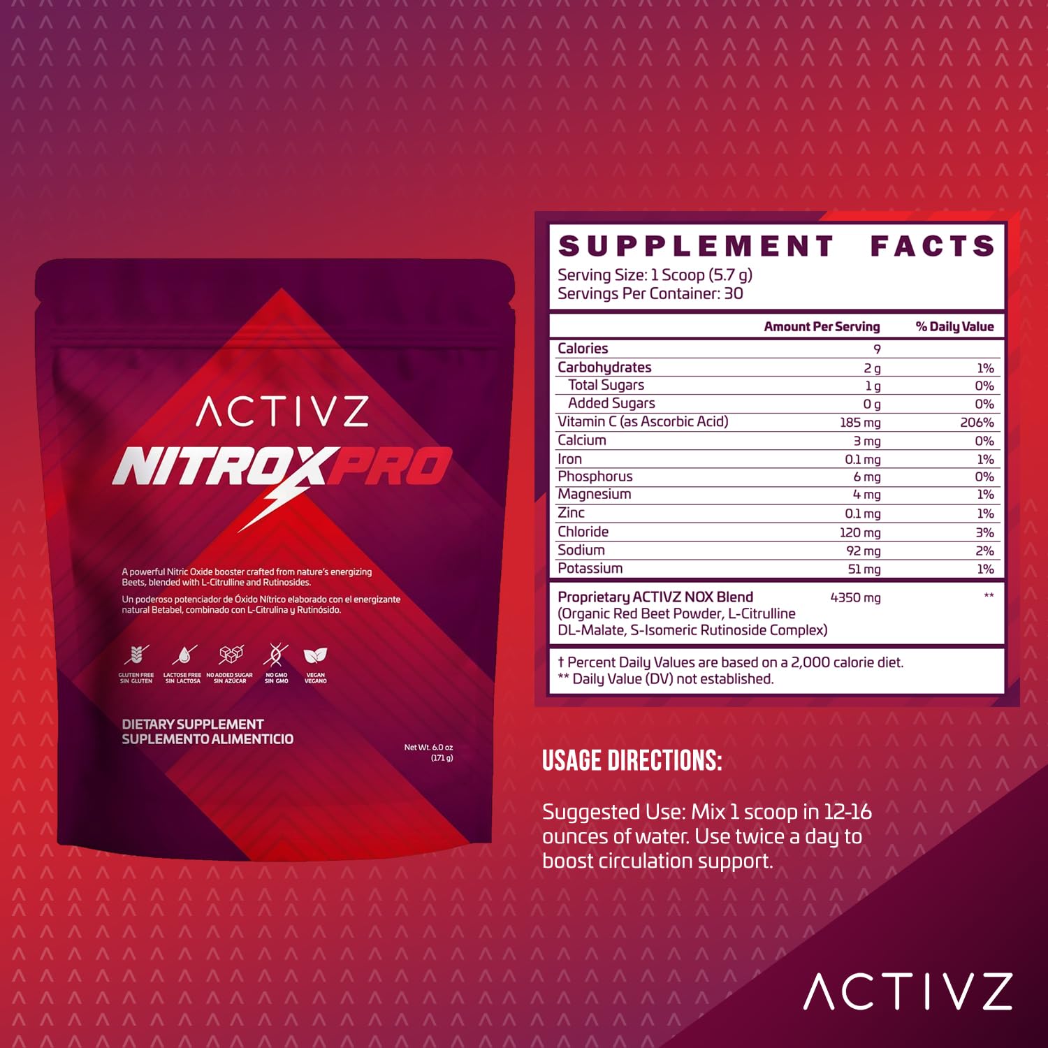 Amazon.com: ACTIVZ NitroxPro™ Drink Powder - Beets, L-Citrulline