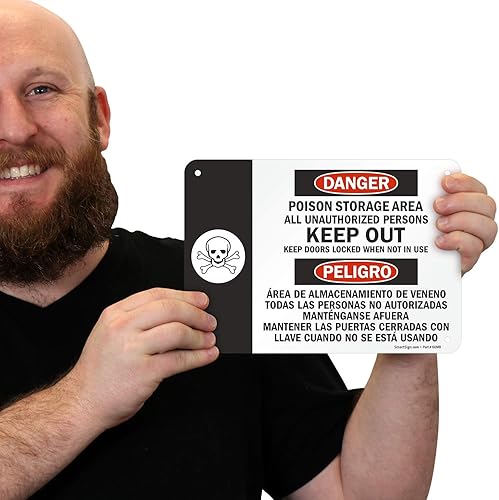 Miniatura 6 de SmartSign Letrero bilingüe "Danger - Poison Storage Area"  Aluminio de 10 x 14 pulgadas