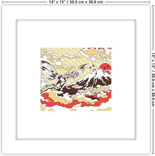 Vista 6 de Trends International Gallery Pops Godzilla - Póster de pared tradicional japonés rey Ghidorah volador, 12.00 x 12.00 pulgadas, versión de marco
