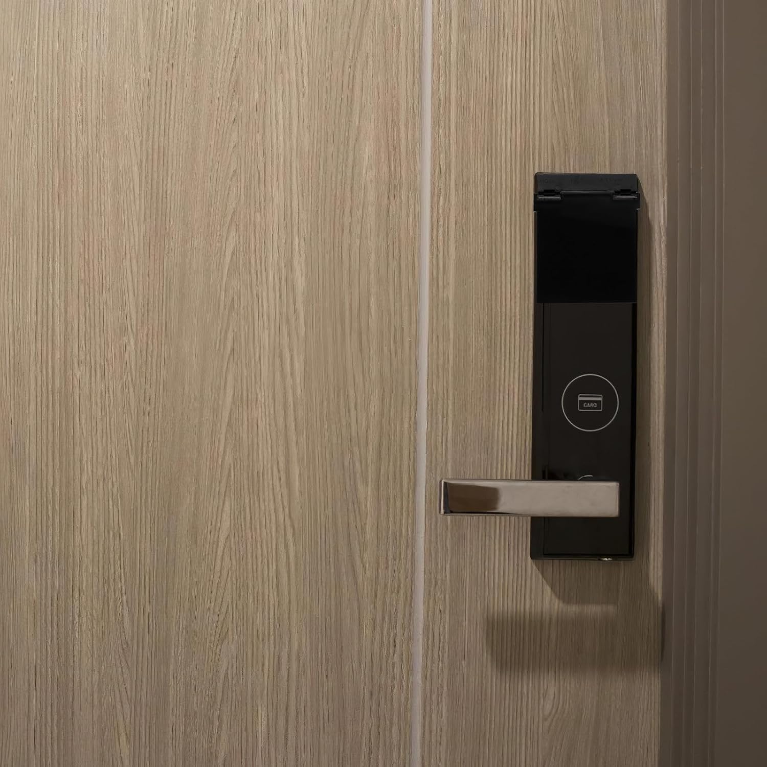 Fingerprint Door Lock Cover Protector Plastic Black 4.09x3.38 Inch | Easy Install Mounting Plate, for Residences and Rental Properties, Weather Resistant Wear Resistant Finish
