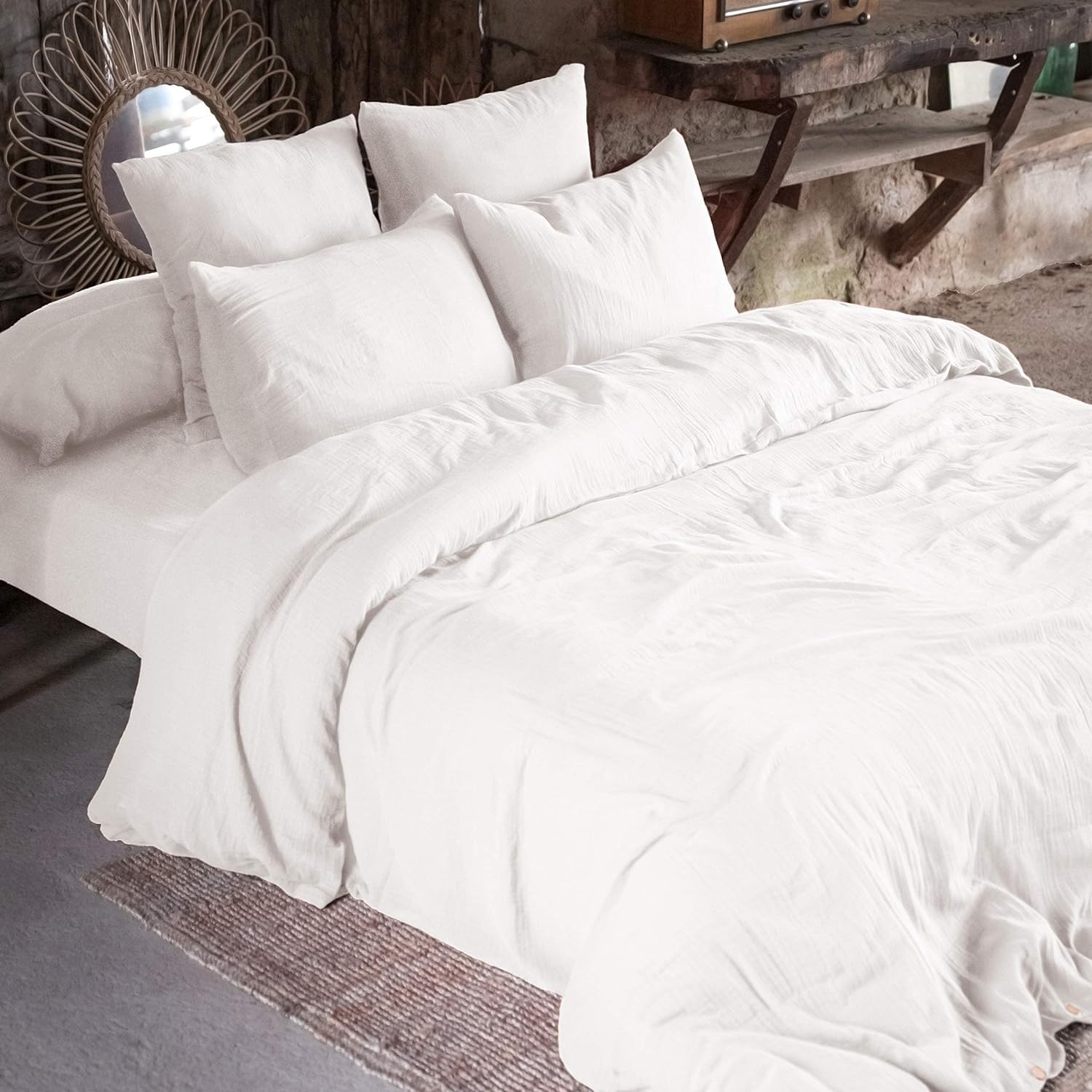Housse de couette double gaze de coton 240x220 pour en finir avec le repassage