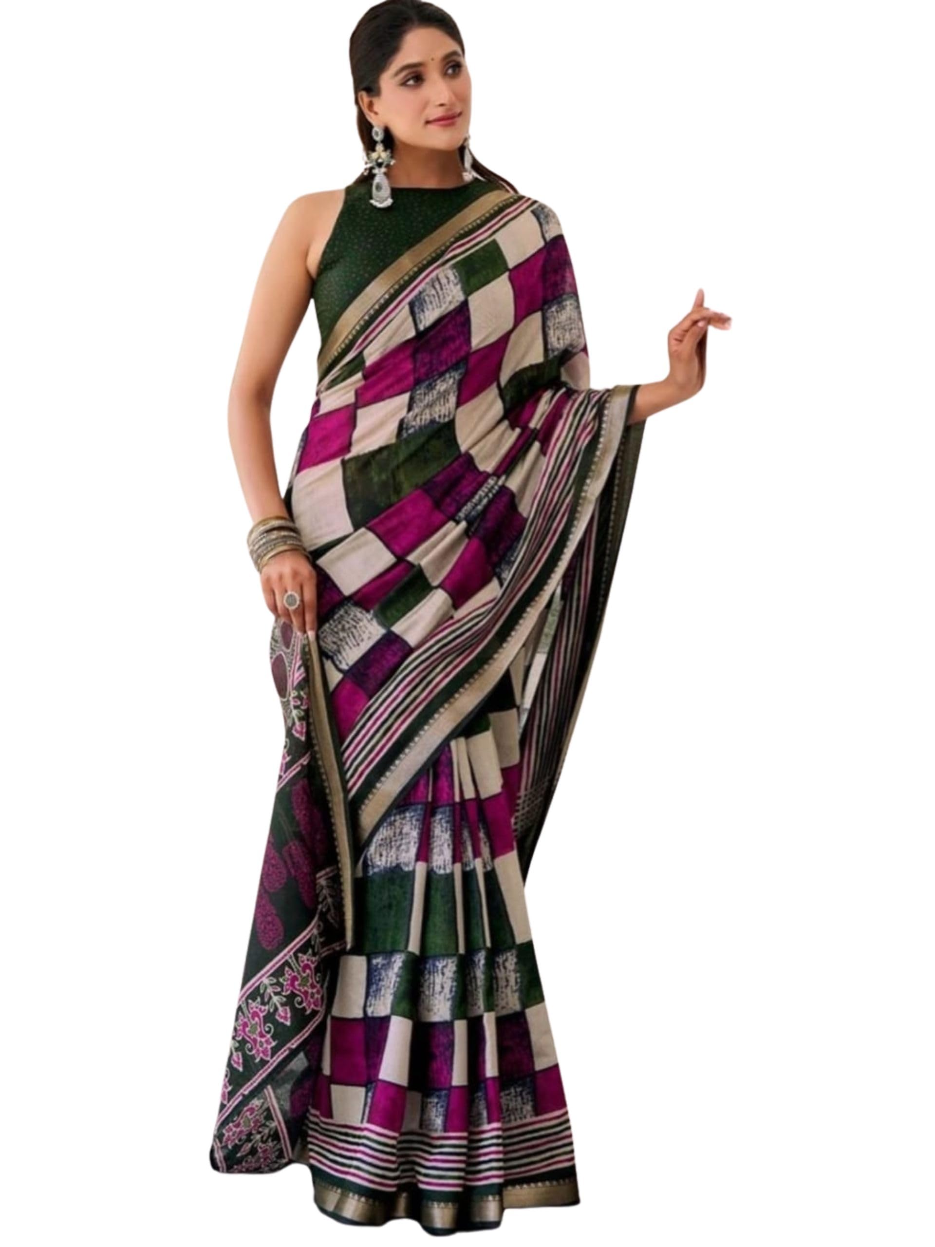m-6 design M6 Designer's Lightweight PV Chanderi Saree | Comfortable Wear for Women with Unstitched Blouse-picture-16